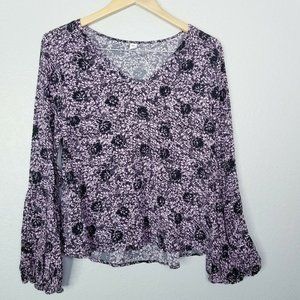 BP Black and Purple Floral Blouse